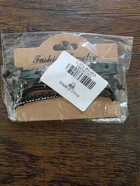 NWT Set Of 2 Green/ Black  Multi-Strand Braided Leather Bracelets